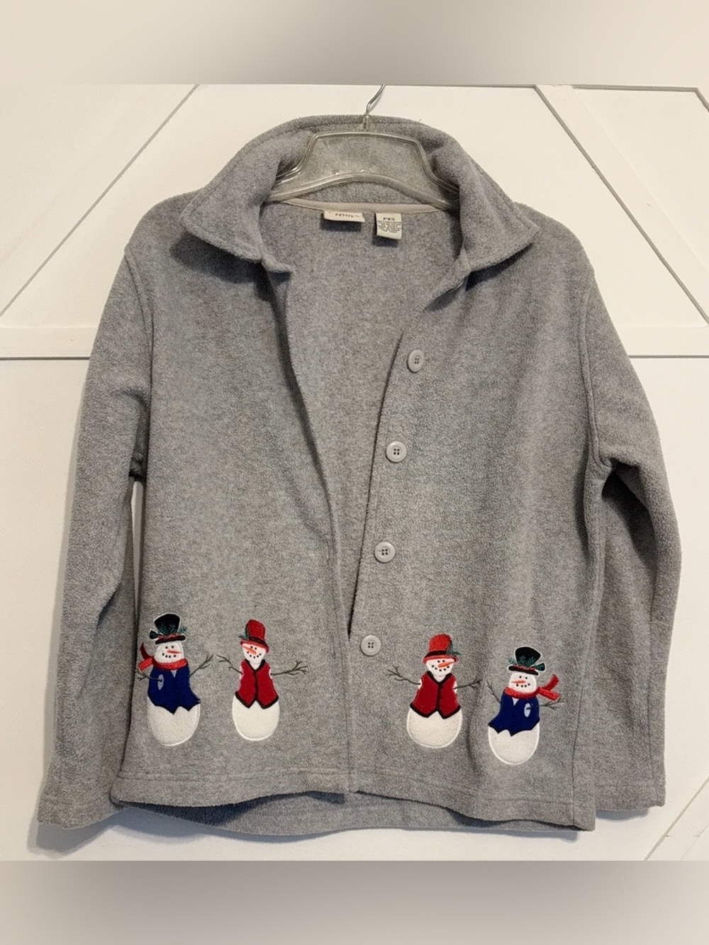 Classic Elements Gray Holiday Snowman Cardigan